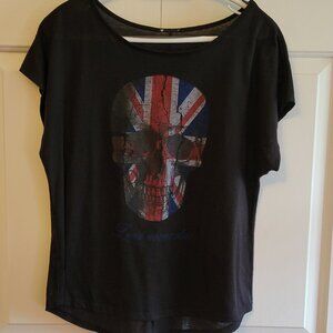 Relaxed fit Skull Graphic Cap Sleeve Tee